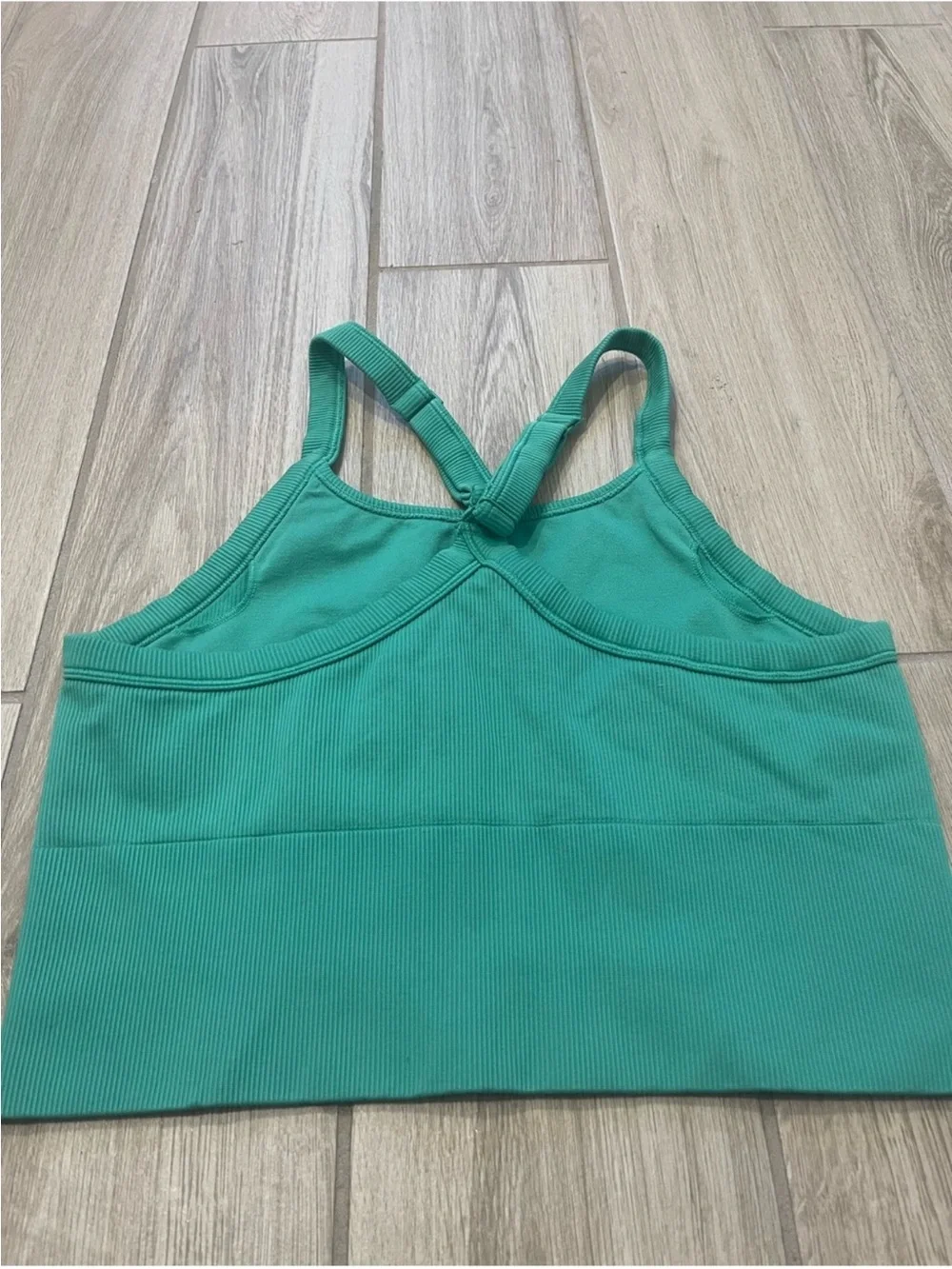 Alo Yoga Ribbed Favorite Bra Tank Top Spruce Green Sz L 12-14 W9730R